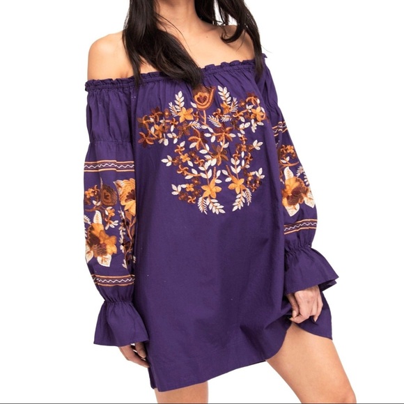 Free People Embroidered Off the shoulder Dress - Picture 5 of 8